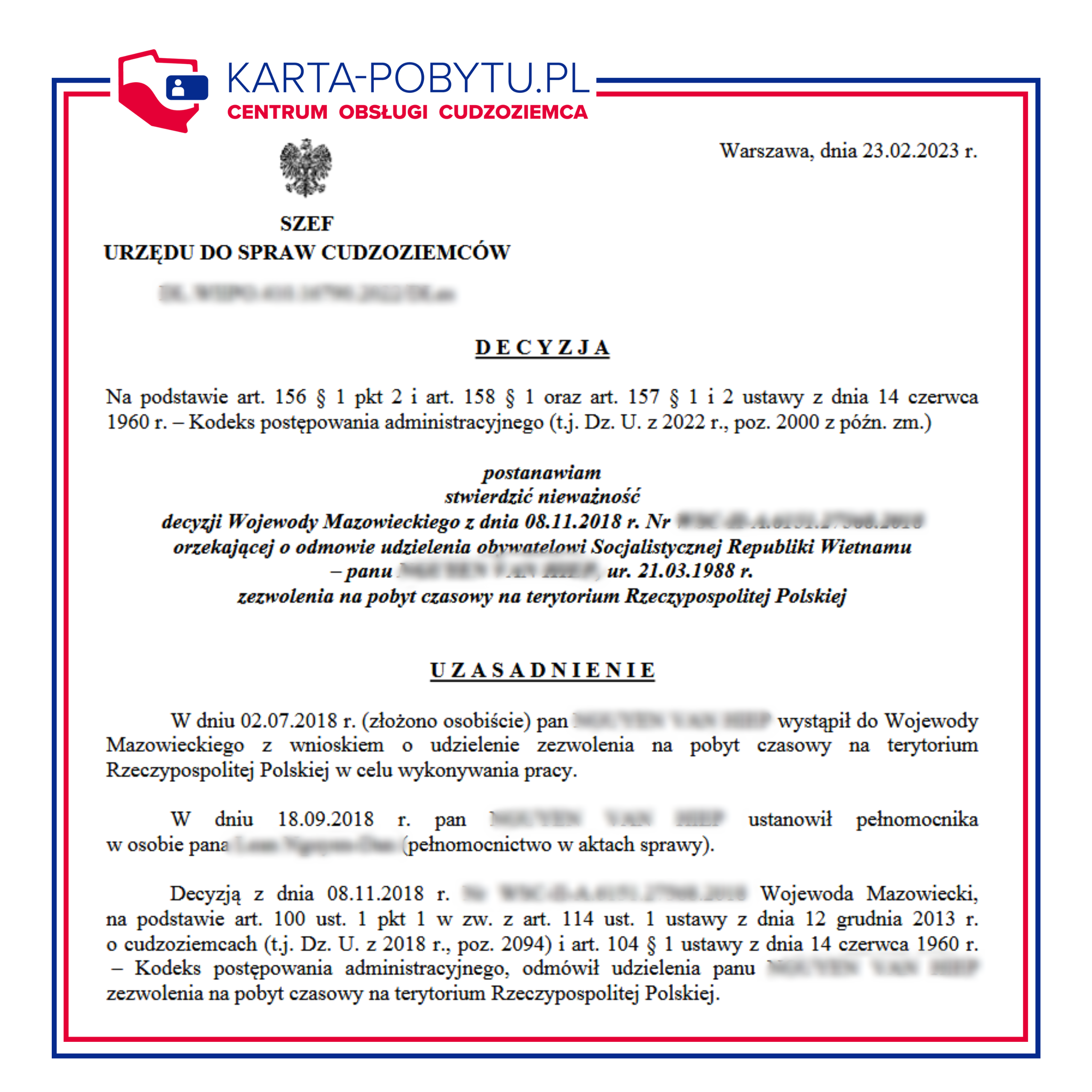 odwołanie od decyzji negatywnej